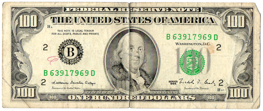 1 dollar bill actual size. or printing money are not